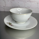 Vintage Japanese porcelain teacup and saucer set with English rose floral pattern and gold trim”