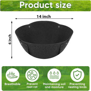 Hanging Planter Basket Liners 4 Pack 14" Round Fabric Liners w/Snaps Woven Black