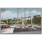 Yacht Harbor, Mackinac Island, Michigan, Vintage Post Card.