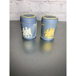 Vintage Salt & Pepper Shakers Hong Kong Blue w/Colonial Scenes
