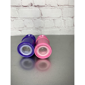 Vintage Wood Clover Co Milk Can Salt & Pepper Shakers Pink/Purple-Read Descrip.