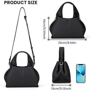 Cloud Pouch Dumpling Clutch Purse, Shoulder, Crossbody Bag with Removable Strap
