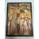 Rustic Carved Wood Art Decor Plaque Handmade Jesus Crucifixion Scene