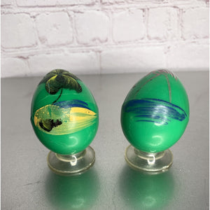Vintage Tropical Egg Salt & Pepper Shakers Plastic Green