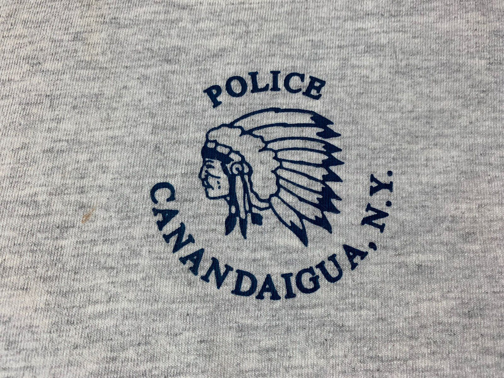 Canadaigua NY Grey Police T-Shirt, Pre-Shrunk Cotton-Large Made In USA