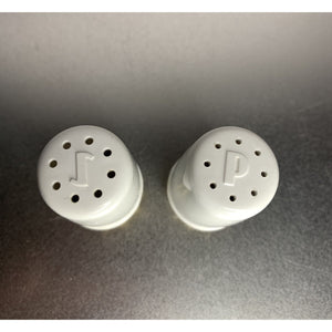 Vintage Retro Column Pillar Salt & Pepper Shakers White Gold Plastic