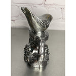 Vintage Silver Plastic Bird Salt & Pepper Shakers Tree Branch Caddy