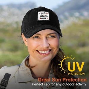 Mothers Day Birthday Gifts for Mom, Best Mom Ever Gifts Cotton Baseball Cap, Adjustable, Breathable Black