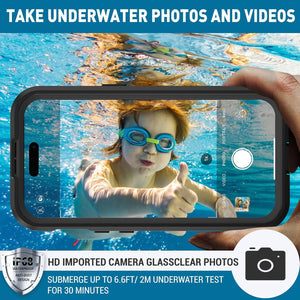 iPhone 15 Case, IP68 Full-Body Rugged Waterproof Shockproof Protective,6H Screen
