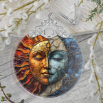 Stained Glass Sun and Moon Coexis 2025 Hanging Christmas Tree Ornament