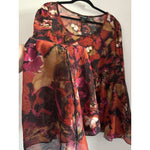 Ashley Stewart Size (22/24) Colorful Earth Tone Floral 3/4 Bell Sleeve Blouse