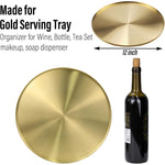 FREELOVE Gold Tray, Round Brass Serving Platter, Circle Decorative Plate 12"