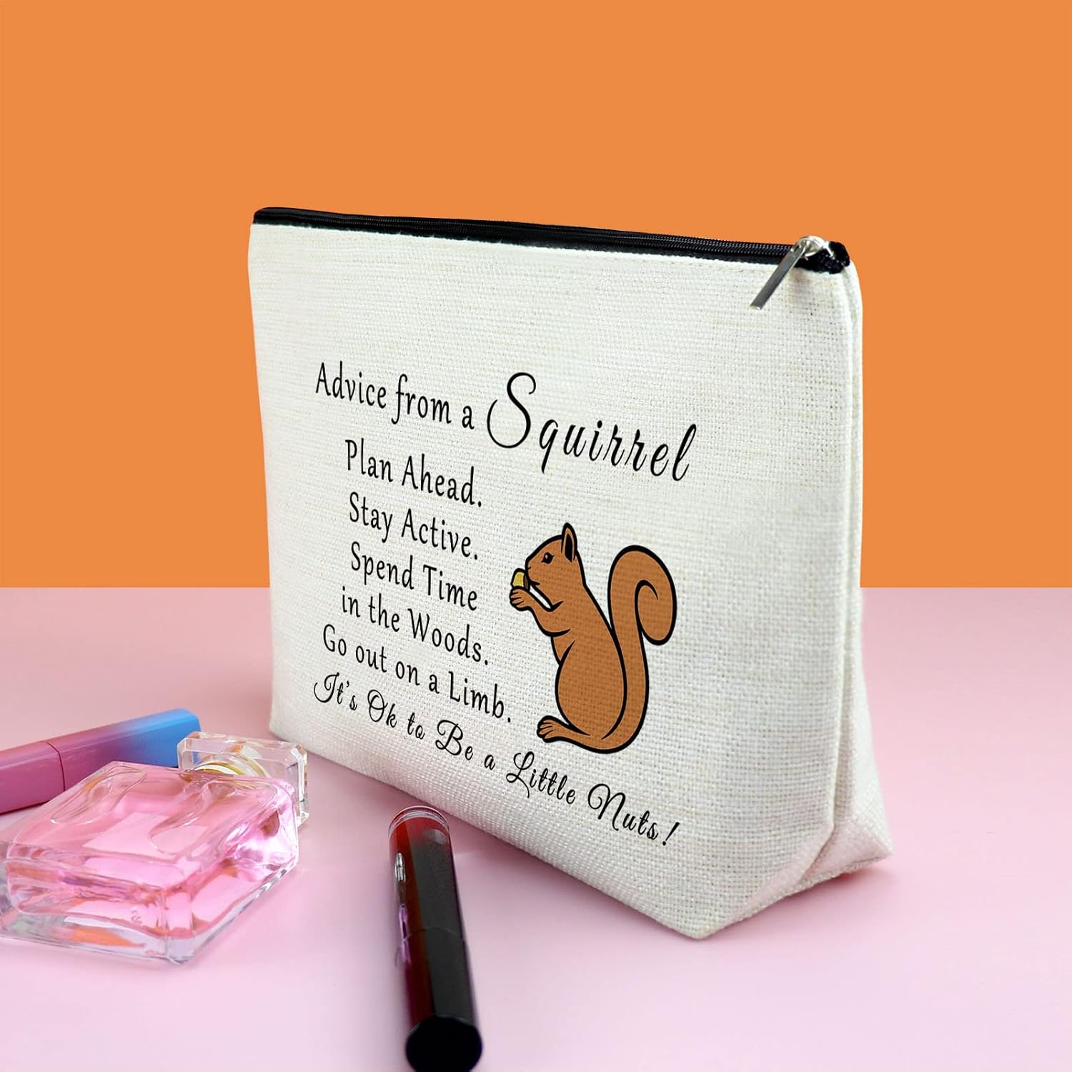 Duo Canvas Cosmetic Bags Horse, Pig, Donkey & Squirrel Advice Makeup Bags(Set of 2)