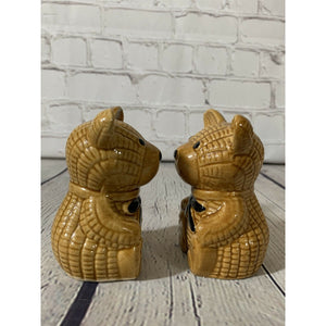 Vintage Ceramic Teddy Bear Salt & Pepper Shakers- Taiwan 1970’s