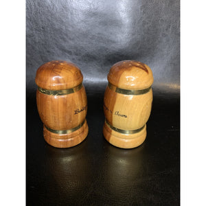Vintage Wood Burlington Iowa Souvenir Salt & Pepper Shakers
