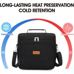 Lunch Bag Cooler Tote Reusable Insulated Leak-Proof, Thermal, Large Size, Black