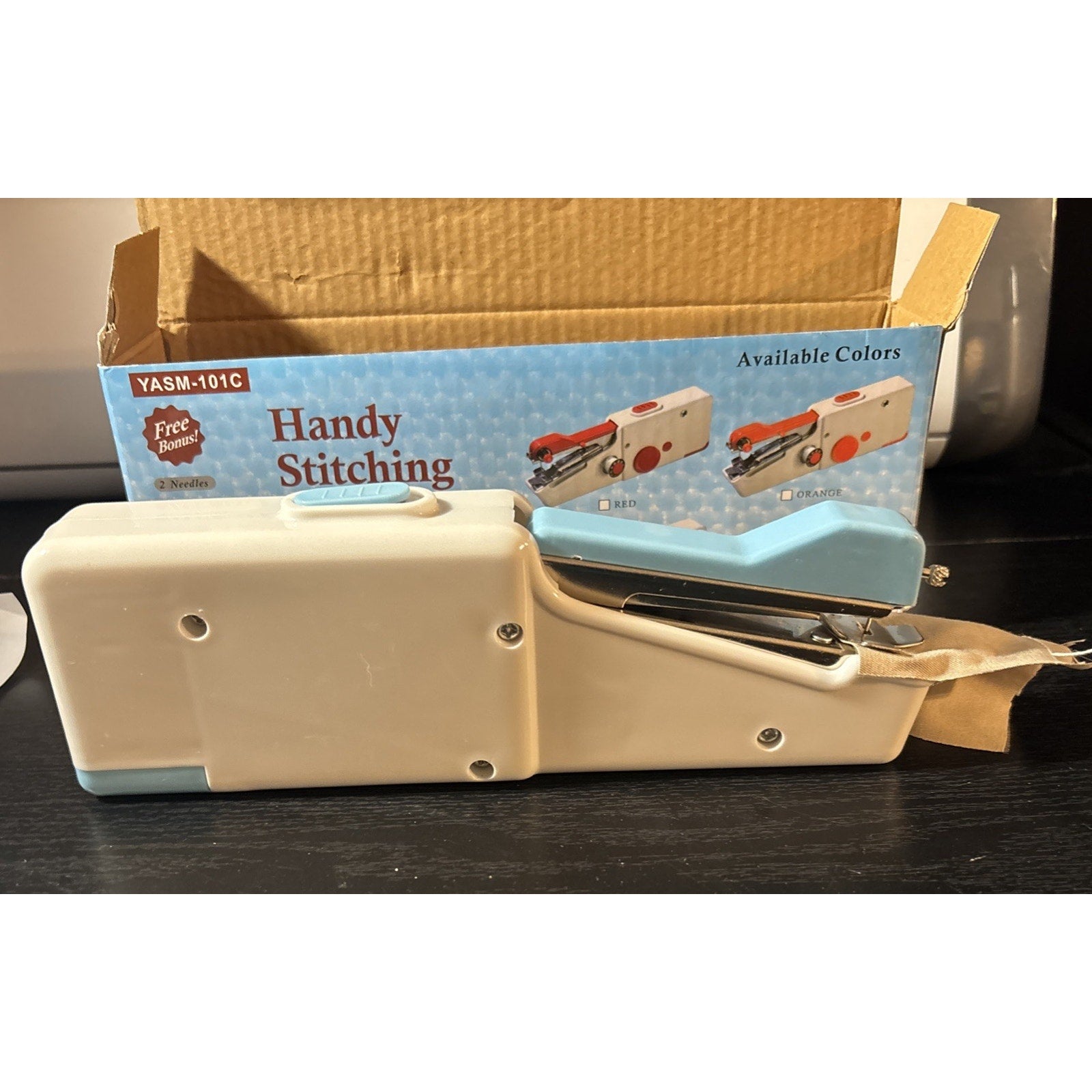 Cordless Handheld Sewing Machine Handy Stitching Blue Portable Battery Operated