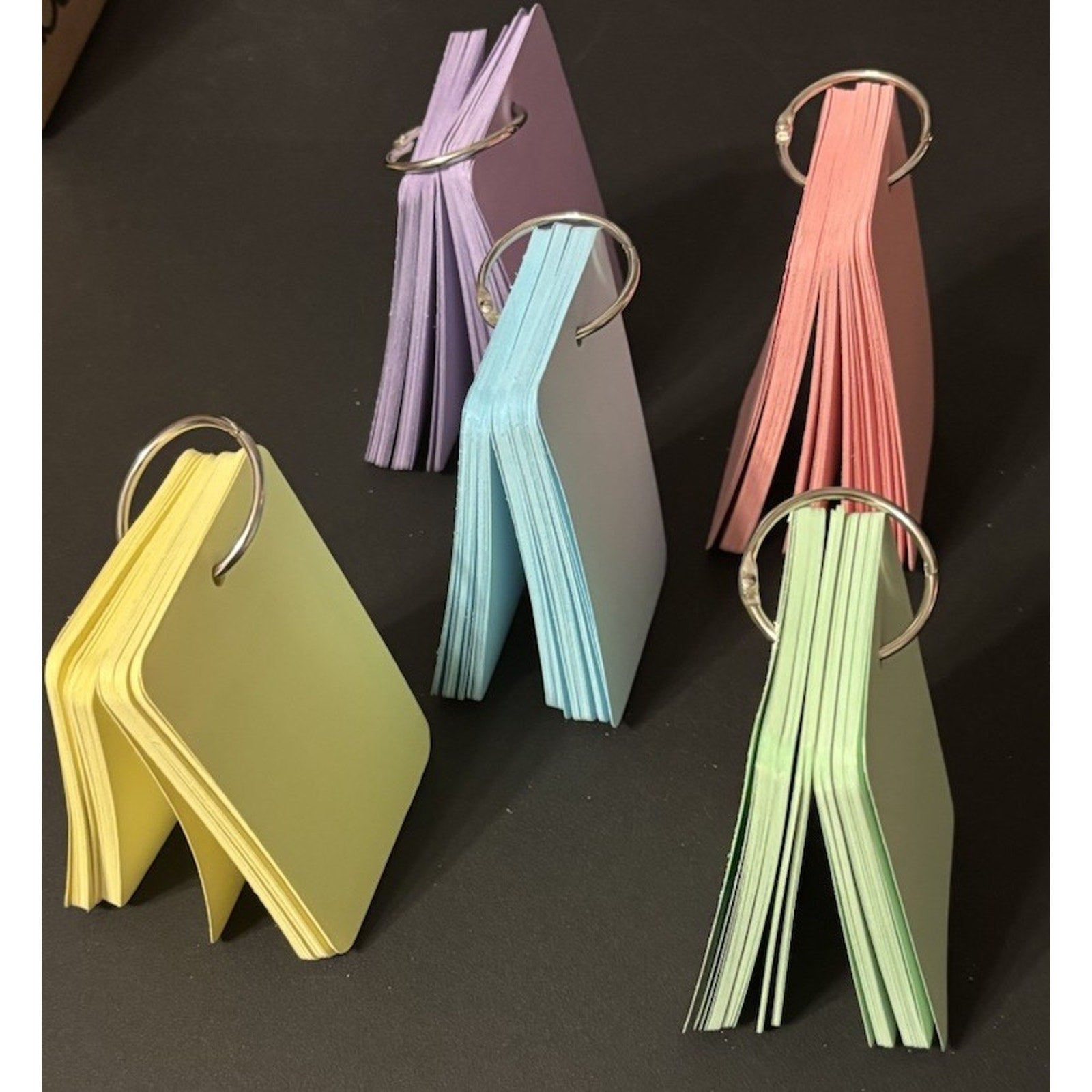 300 Pcs Index Cards, 5 Colors 3 x 5" with Rings Prehole, Round Corners-Lot of 2