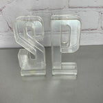 Vintage Letters S and P Clear Plastic Salt & Pepper Shakers Retro Hong Kong