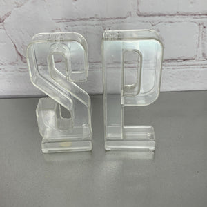 Vintage Letters S and P Clear Plastic Salt & Pepper Shakers Retro Hong Kong