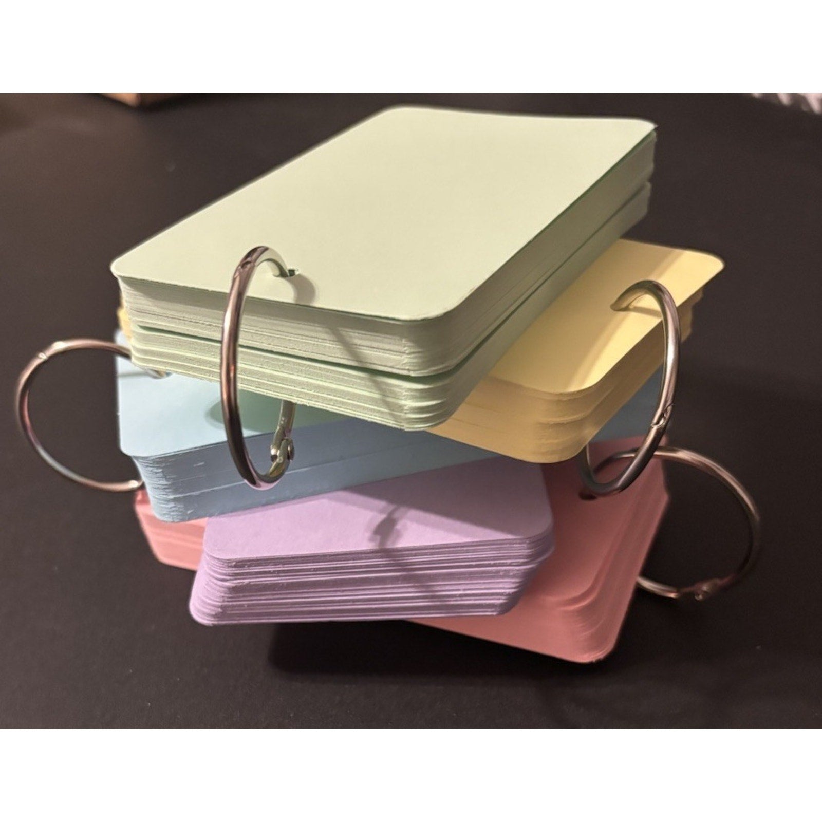 300 Pcs Index Cards, 5 Colors 3 x 5" with Rings Prehole, Round Corners-Lot of 2