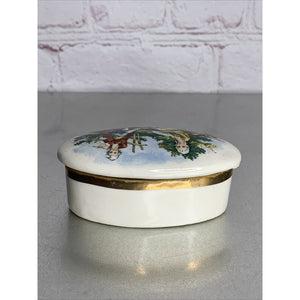 Vintage Mount Vernon VA Oval Trinket Dish w/Lid Courting Scene Ceramic
