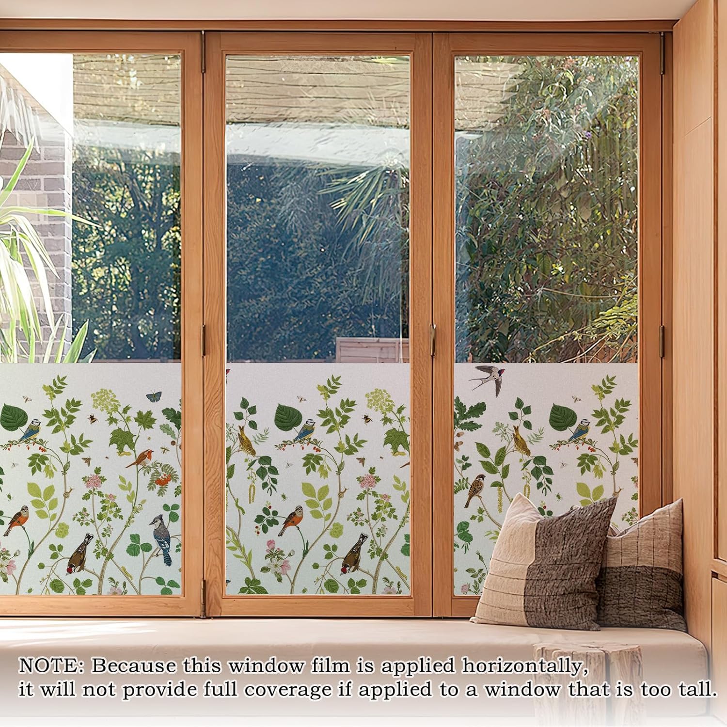 Window Film Roll, Botanical Flower Pattern, Frosted Privacy Film