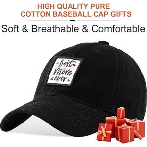 Mothers Day Birthday Gifts for Mom, Best Mom Ever Gifts Cotton Baseball Cap, Adjustable, Breathable Black