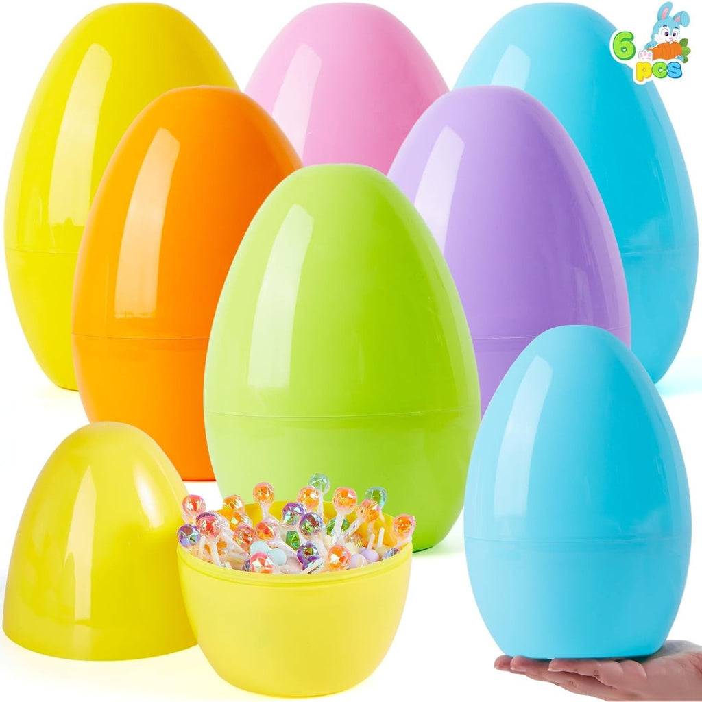 10" Jumbo Easter Eggs, 6PCS Pastel Color Plastic Easter Eggs, Easter Egg Hunt