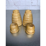 Vintage Beehive Wood Salt & Pepper Shakers Blonde Japan