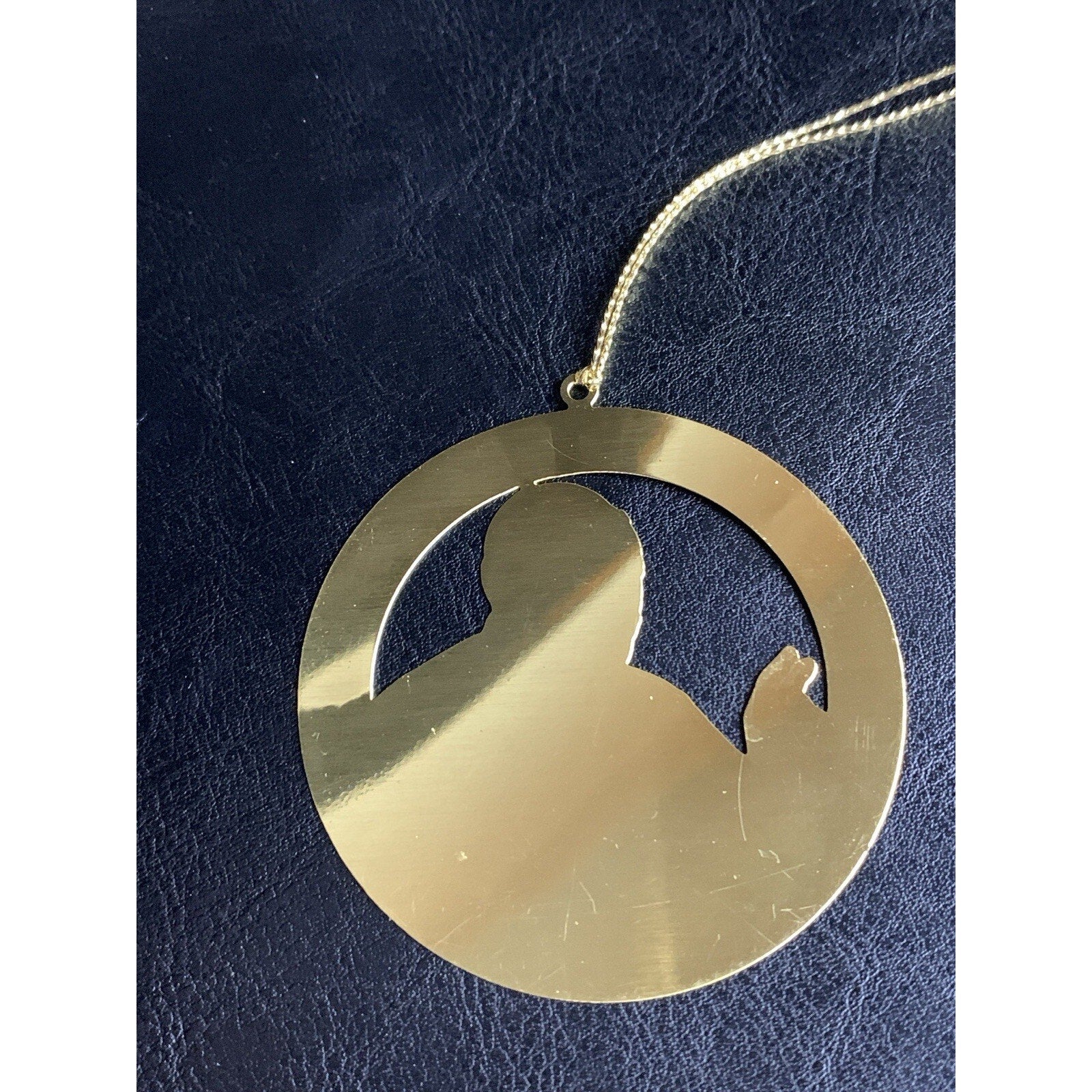 Vintage Pope John Paul II Gold Metal Christmas Ornament 2.5"