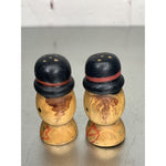 Vintage Wood Men Bowler Hat Salt & Pepper Shakers Mini