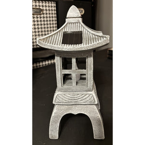 Japanese Style Solar Garden Stone Pagoda Lantern Resin Statue Zen Ornament