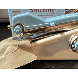Cordless Handheld Sewing Machine Handy Stitching Blue Portable Battery Operated