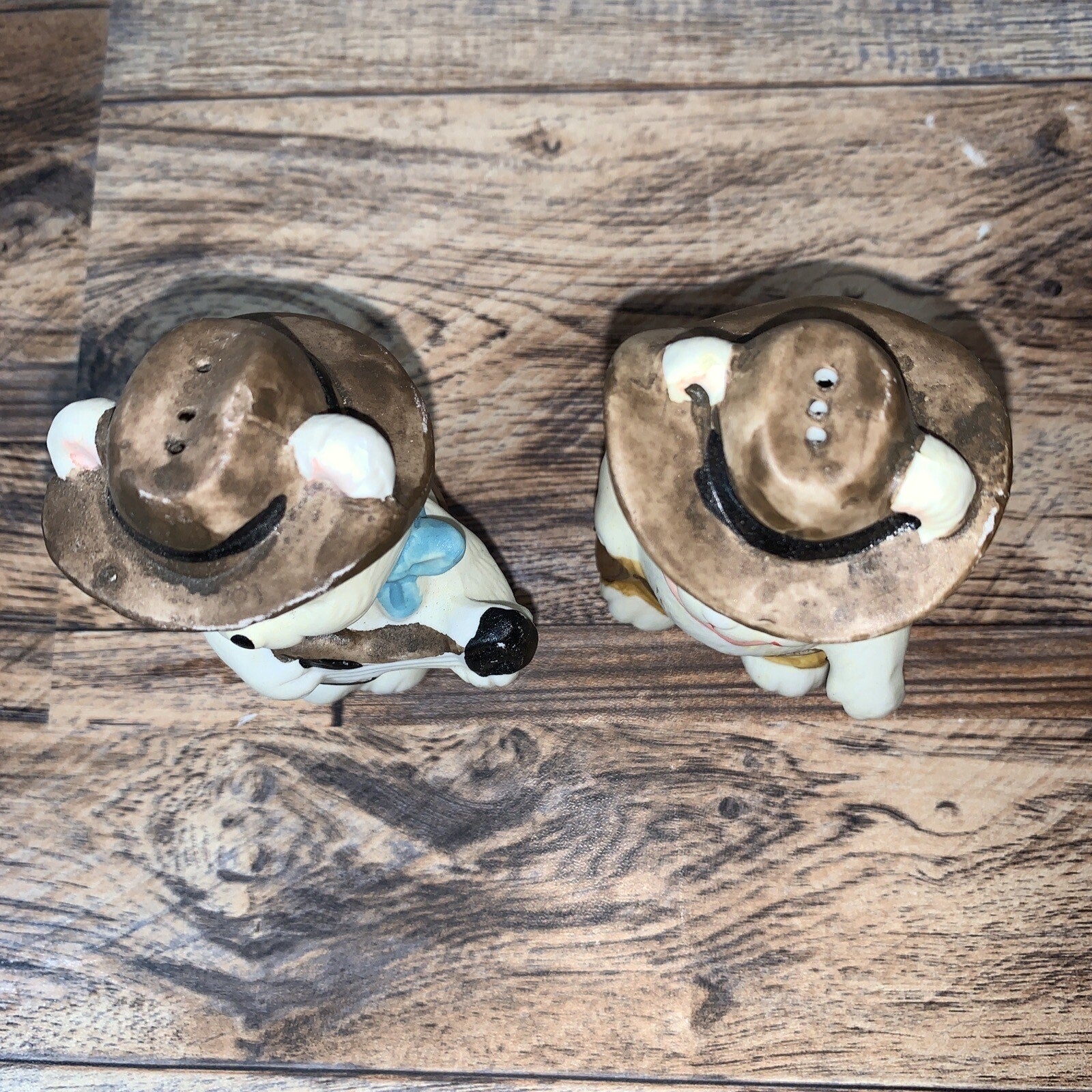 Vintage Cowboy Bears Salt & Pepper Shakers, Lasso Banjo