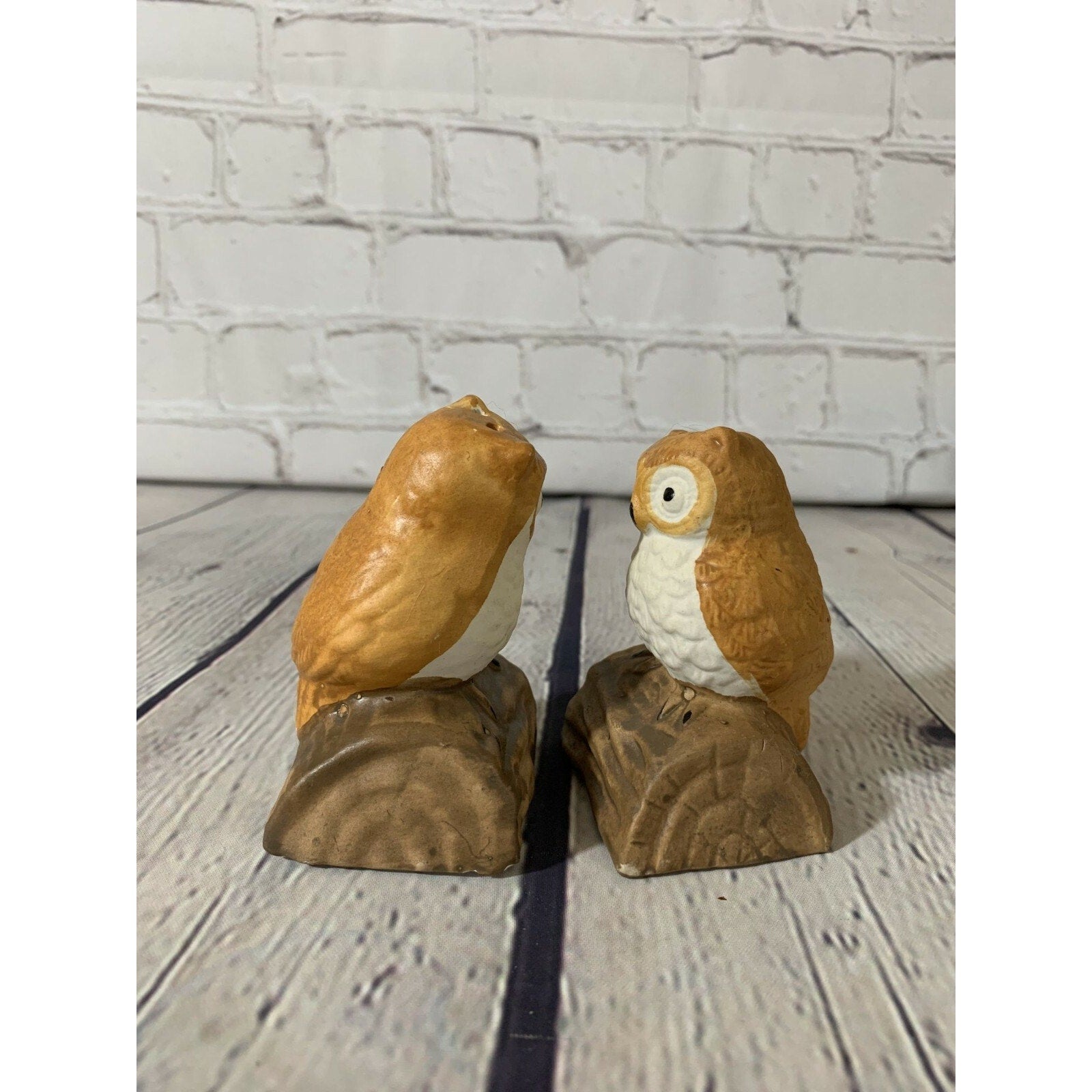 Vintage Ceramic Owls on a Tree Branch Salt & Pepper Shakers- Taiwan 1970’s