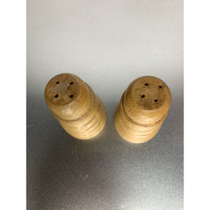 Vintage Beehive Wood Salt & Pepper Shakers Blonde Japan