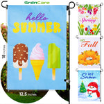Set of 4 Seasonal Garden Flags Indoor/Outdoor-Summer, Autumn, Winter & Spring Decoration - 12.5" x 18" Double-Sided Garden Flag