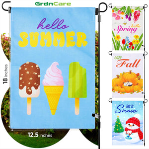Set of 4 Seasonal Garden Flags Indoor/Outdoor-Summer, Autumn, Winter & Spring Decoration - 12.5" x 18" Double-Sided Garden Flag
