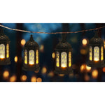 2 Pieces Ramadan Lanterns 5.2"h Retro Hanging Lamp, Tabletop, Transparent Glass