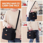 Lunch Bag Cooler Tote Reusable Insulated Leak-Proof, Thermal, Large Size, Black