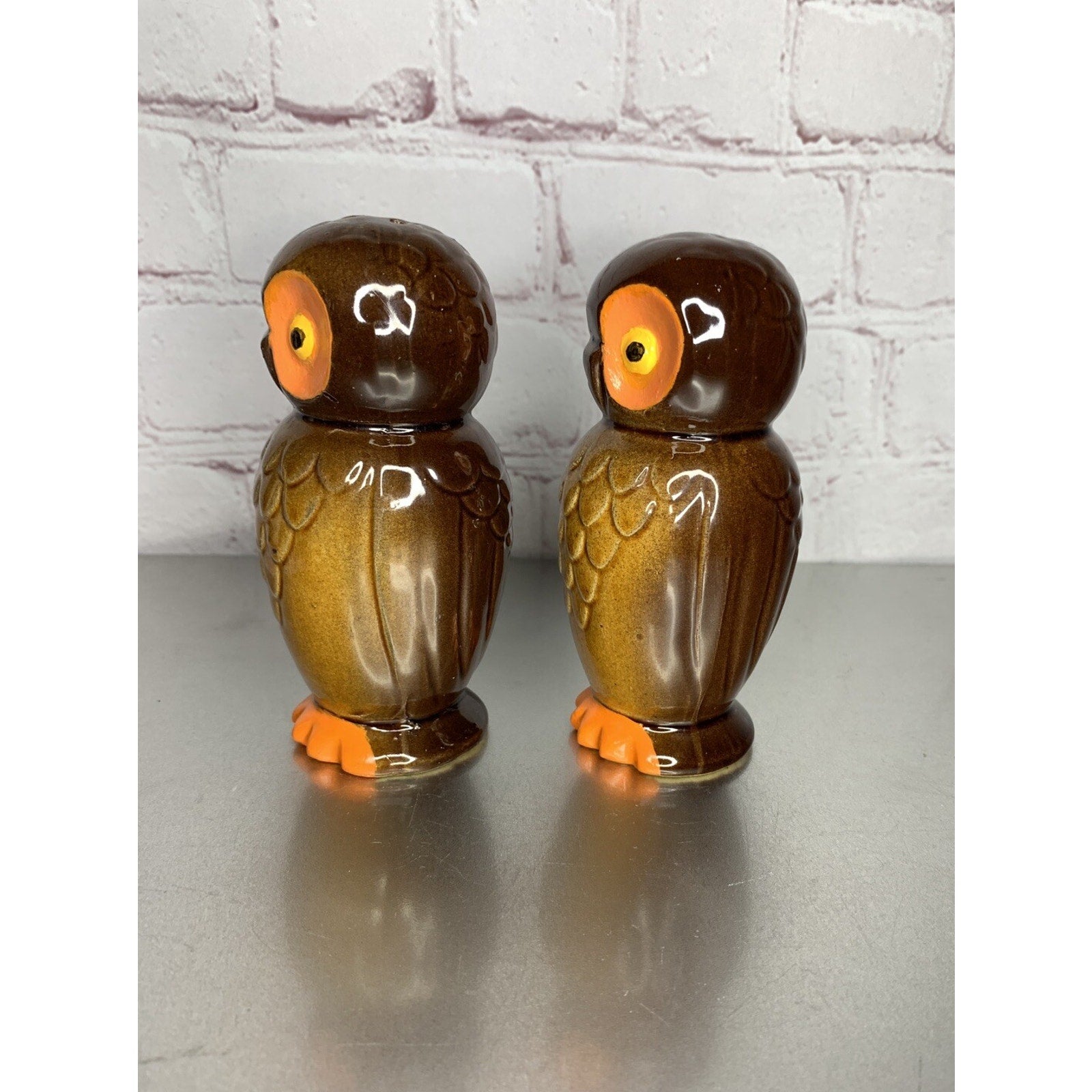 Vintage Ceramic Owl Salt & Pepper Shakers 1960s