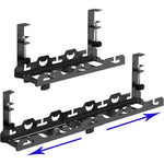 Adjustable Under Desk Cable Organizer - Large Capacity Metal Storage Tray Black