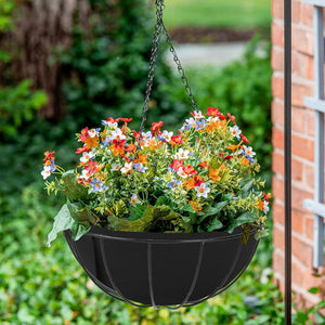 Hanging Planter Basket Liners 4 Pack 14" Round Fabric Liners w/Snaps Woven Black