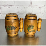 Vintage Wood Barrel Salt & Pepper Shakers Pine Cones Watkins Glen NY