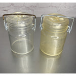 Vintage Wire Bale Clear Plastic Canister Salt & Pepper Shakers Hong Kong