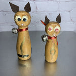 Vintage Wooden Enesco Magnetic Cat Couple Salt & Pepper Shakers Japan
