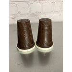 Vintage MCM Plastic Melamine Brown White Salt & Pepper Shakers