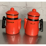 Vintage Red Coffee/Tea Pot Salt & Pepper Shakers Ceramic