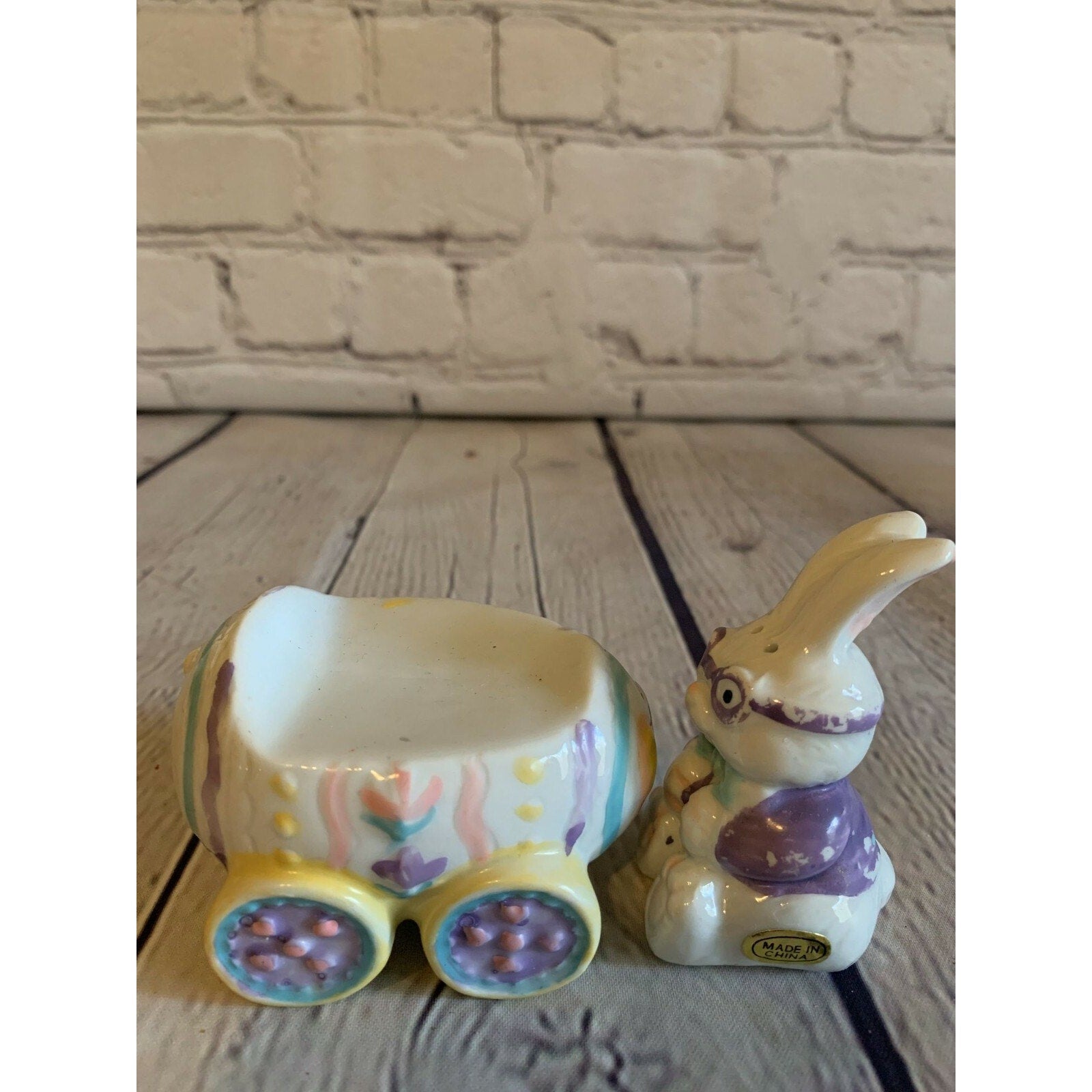 Vintage Ceramic Motorcycle Easter Bunny on Motorcycle Easter Egg-1990’s